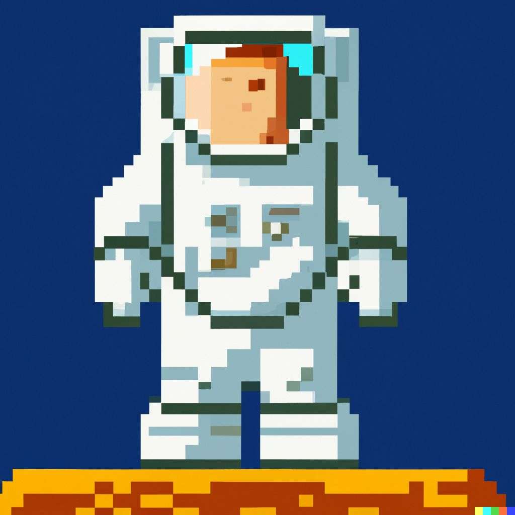 an astronaut, old computer game graphics